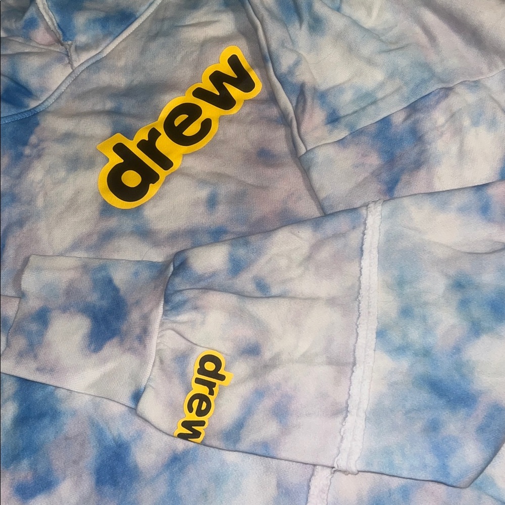 Authentic Drew House Oversized Blue and White Tie-Dye Hoodie